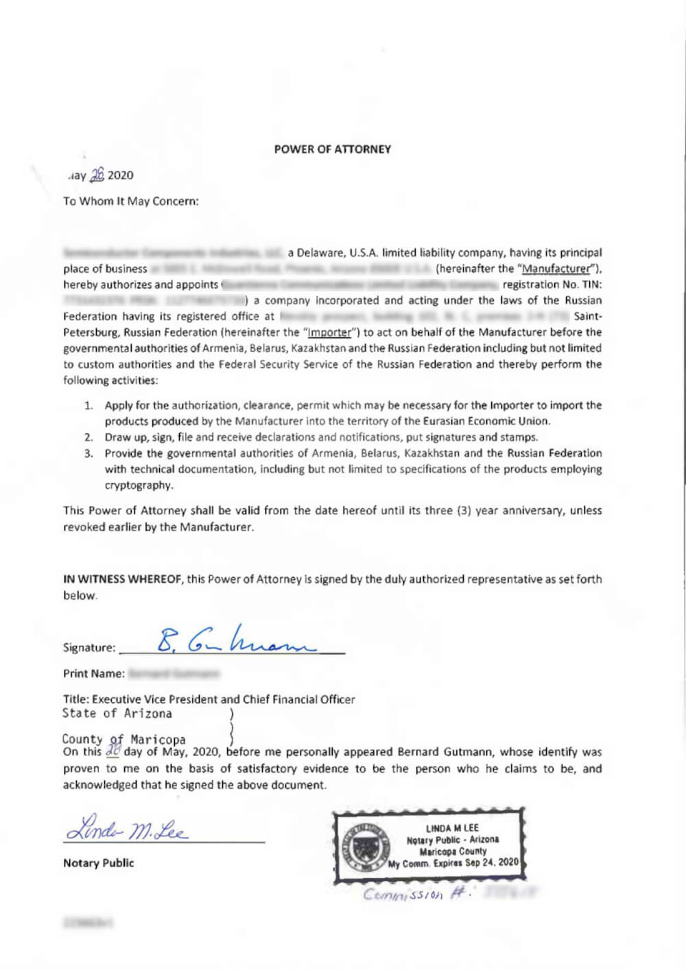 POA in English before translation