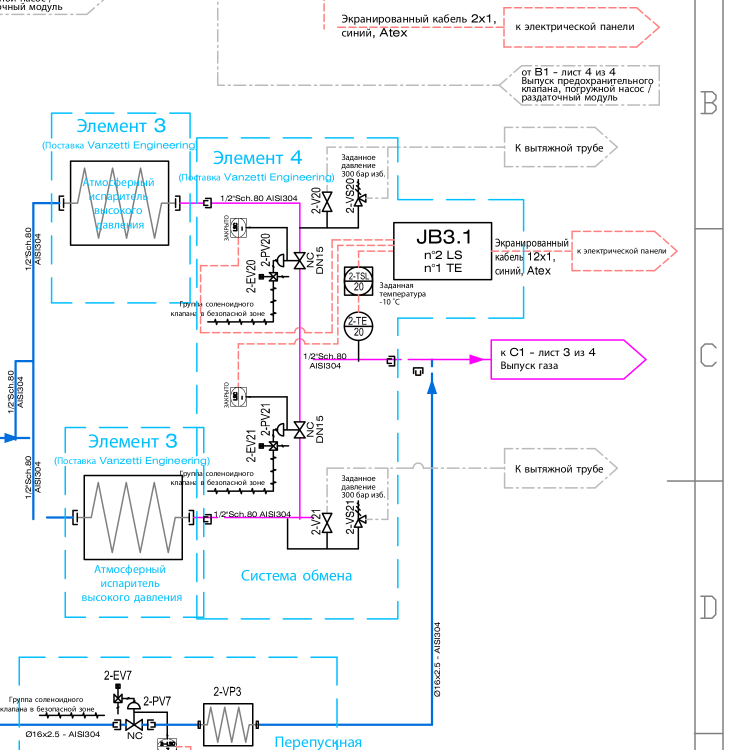 A fragment of a technical drawing that was translated into Russian with keeping the same layout