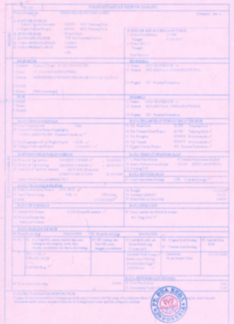 Source document (Indonesian export declaration)